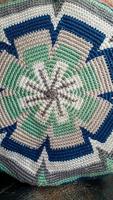 Handmade bags. Knitted from colored threads. Volumetric and comfortable to wear with a long handle. photo