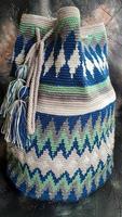 Handmade bags. Knitted from colored threads. Volumetric and comfortable to wear with a long handle. photo