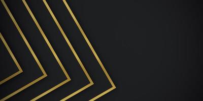Abstract gradient premium black and golden lines geometric paper layer luxury background. 3d rendering. photo