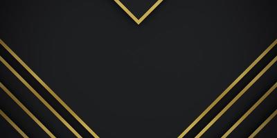 Abstract gradient premium black and golden lines geometric paper layer luxury background. 3d rendering. photo