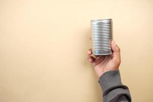 close up of a food can on white background , photo