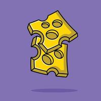 ilustración de icono de vector de dibujos animados de queso flotante. concepto de dibujos animados plana de objeto de comida