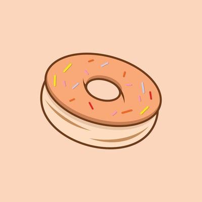 Simple minimalist cartoon vector donut
