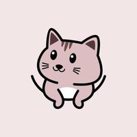 Simple minimalist cartoon cute cat logo vector