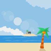 Editable Summer Time Beach Panorama Vector Illustration for Vacation or Summer Seasonal Themed Project