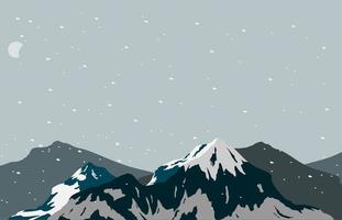 Editable Flat Style Snowy Mountain Vector Illustration for Hiking or Winter Seasonal Themed Project and Children Book Illustration