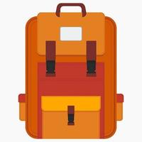 Editable Front View Orange School Backpack Vector Illustration for Education, or Vacation Related Design Project