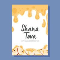 feliz día de rosh hashaná, tarjeta de felicitación de shana tova vector