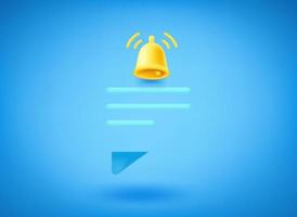 Blue speech bubble icon with notification on blue background. 3d vector illustration