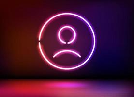 Neon glowing profile icon. 3d vector illustration