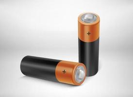 Realistic batteries on white background. 3d vector