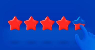 Five stars review concept. 3d vector illustration