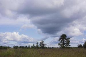 paisaje con majestuoso y hermoso cielo pre-amenazante dramático. cielo nublado foto