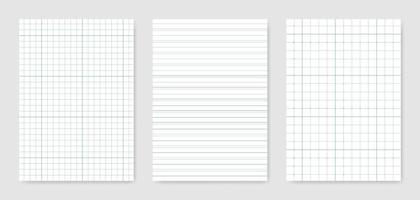 conjunto de hojas de papel técnico gráfico en blanco para la representación de datos vector