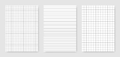 Set of blank graphical technical paper sheet for data representation vector