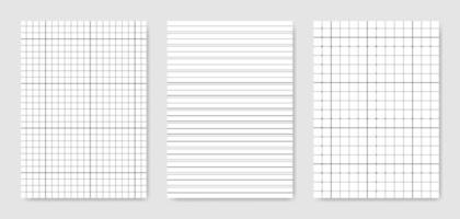 conjunto de hojas de papel técnico gráfico en blanco para la representación de datos vector