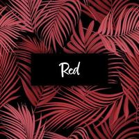 Red palm leaf vector seamless pattern