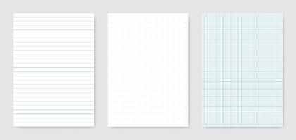 Set of blank graphical technical paper sheet for data representation vector