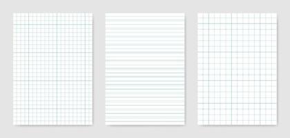 conjunto de hojas de papel técnico gráfico en blanco para la representación de datos vector