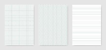 Set of blank graphical technical paper sheet for data representation vector