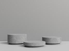 Concrete pedestal for product display with grey background. 3d rendering. photo