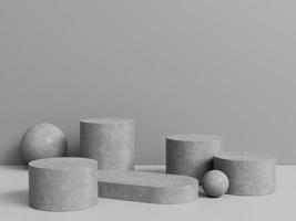 Concrete pedestal for product display with grey background. 3d rendering. photo