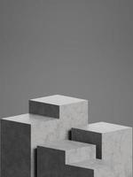 Concrete pedestal for product display with grey background. 3d rendering. photo