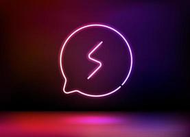 Neon glowing chat cloud icon. 3d vector illustration