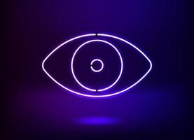 Neon glowing eye icon. 3d vector illustration