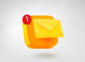 nuevo concepto de correo. icono de aplicación móvil de vector 3d