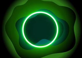 Composition with vivid green neon light and cutout effect. 3d vector illustration