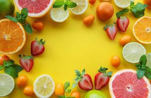 marco hecho de frutas maduras foto