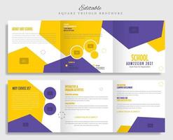 school admission square trifold brochure template vector