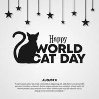 World cat day background with silhouette cat vector