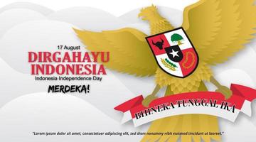 Indonesia independence day background with the flying Garuda Pancasila in the sky vector