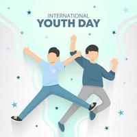 International youth day background with teenagers vector