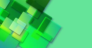 Abstract vector background of green squares. Vector banner with copy space