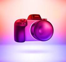 Modern digital camera with holographic effect. 3d vector illustration