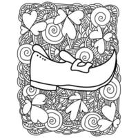 Coloring page with leprechaun's boot for St. Patrick's day, ornate patterns for festive activity vector