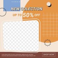 New collection discount social media post template with retro style vector