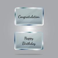Congratulation and happy birthday in transparent acrylic vector