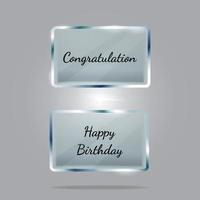 Congratulation and happy birthday in transparent acrylic vector