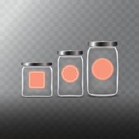 Transparent glass jars vector illustration