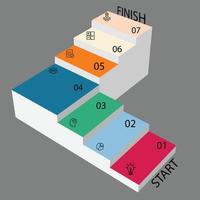 Paso de concepto de proceso de plantilla de vector de paso infográfico para estrategia o sistema de aprendizaje educativo