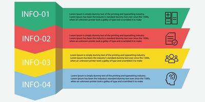 paso de concepto de proceso de plantilla de vector de datos de forma de rectángulo infográfico para educación de estrategia e información