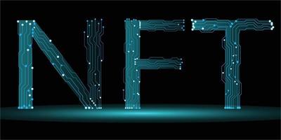 NFT nonfungible token vector concept design with  circuit board for Future business world of economy