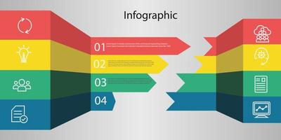 Infographic rectangle shape data vector Template Process concept Step for strategy and information education