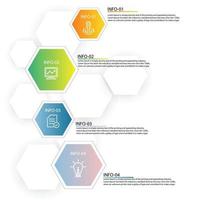 paso de concepto de proceso de plantilla de vector de hexágono infográfico para estrategia