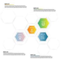 paso de concepto de proceso de plantilla de vector de hexágono infográfico para estrategia