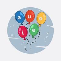 Vowel balloons vector illustration